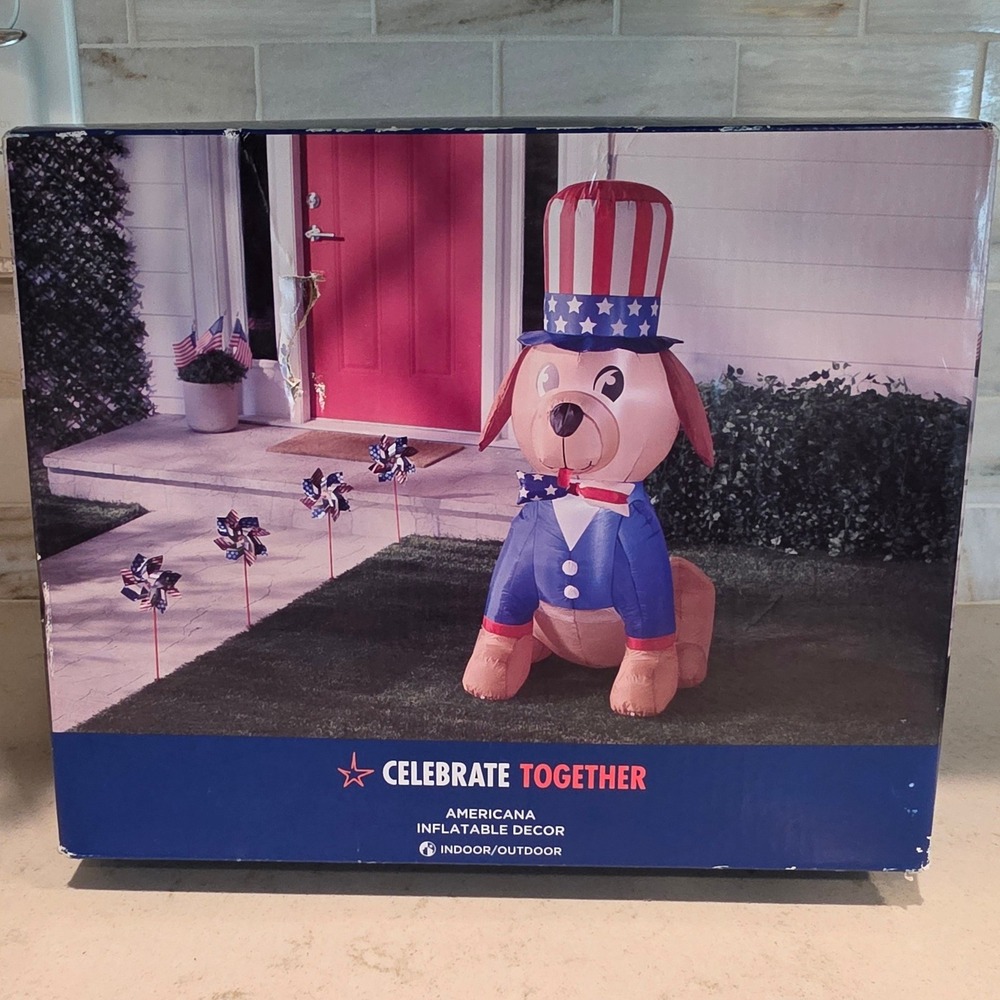Celebrate Together Americana Patriotic Inflatable Decor Dog Uncle Sam 5FT N - Picture 2 of 5